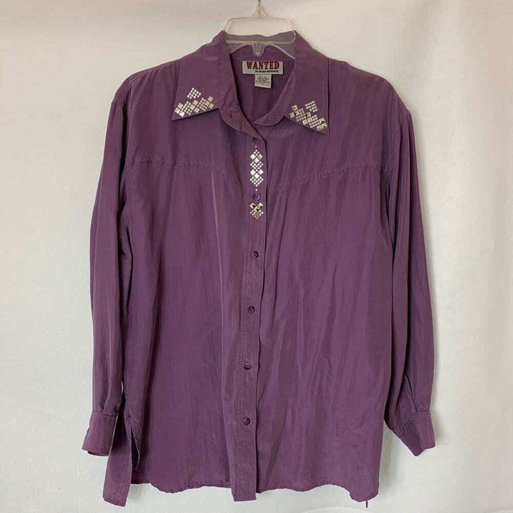 “Wanted”‎ 100% Silk Blouse Women's Size Small